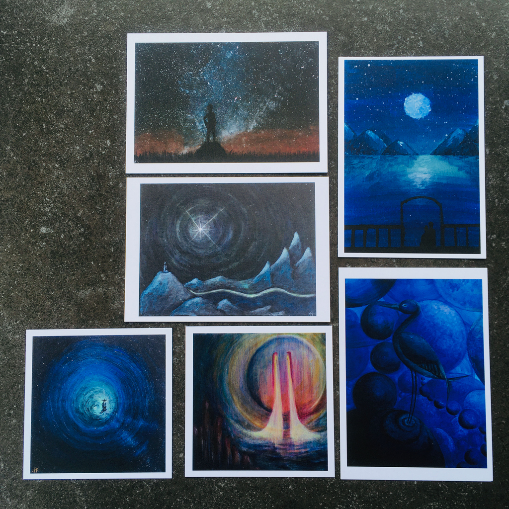 Kunstkaarten: blue & dark